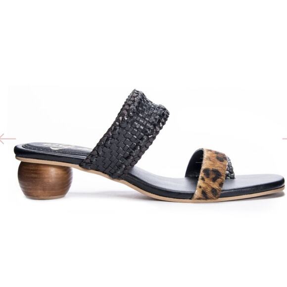 42 Gold NAYA SLIDE SANDALs leopard pony - Picture 1 of 9